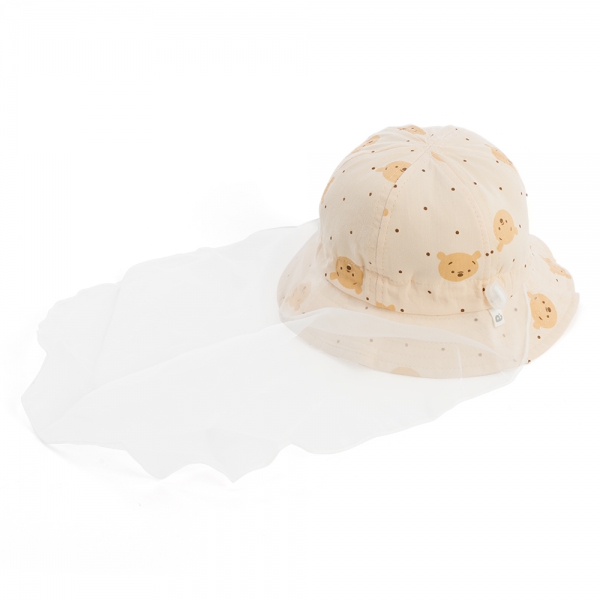 Nón vành tròn khăn voan em bé 0-12M Animo A2506_MN037 (46cm,Kem)