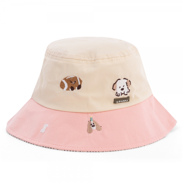 Nón bé gái lớn 3-6Y vành tròn Animo A2506_MN024 (52cm,Hồng-Kem)