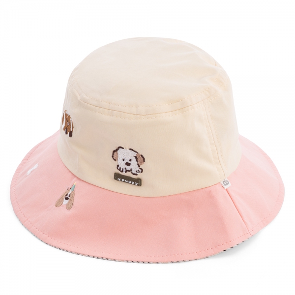 Nón bé gái lớn 3-6Y vành tròn Animo A2506_MN024 (52cm,Hồng-Kem)