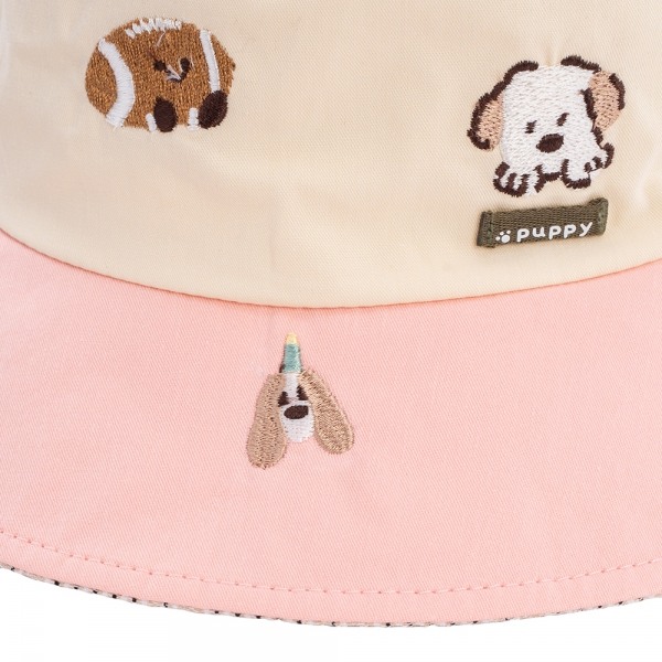 Nón bé gái lớn 3-6Y vành tròn Animo A2506_MN024 (52cm,Hồng-Kem)