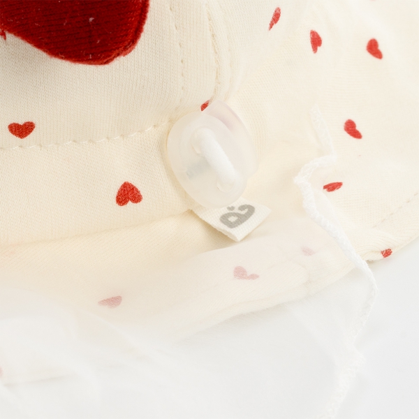 Nón vành tròn khăn voan bé gái 0-12M Animo A2506_MN039 (44cm,Kem-Đỏ)