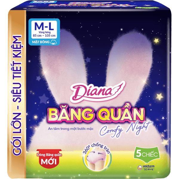 Combo 2 Băng vệ sinh quần Diana Comfy Night M/L (5 miếng)
