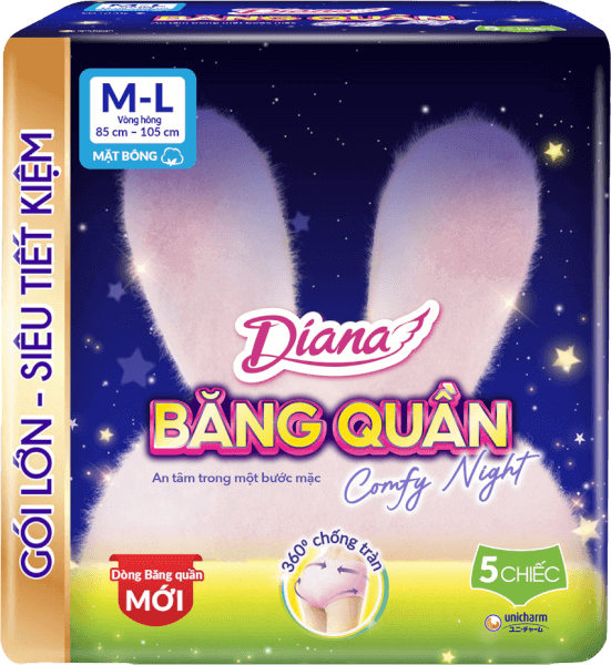 Băng vệ sinh quần Diana Comfy Night M/L (5 miếng)