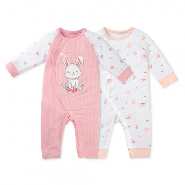 Set 2 bodysuit rayon chống muỗi dài Animo VD0825031 (0-3M,Hồng-dâu,TT06)