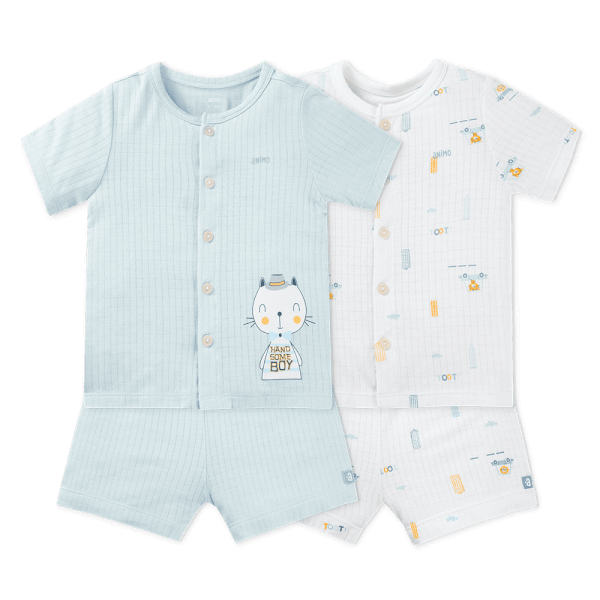 Set 2 bộ rayon chống muỗi ngắn Animo VD0825023 (0-24M,Ngọc-trắng,TT06)