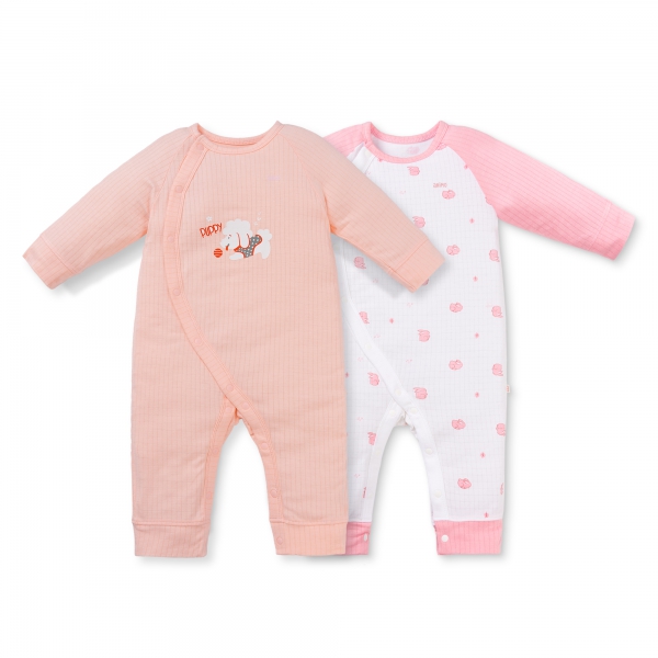 Set 2 bodysuit rayon chống muỗi dài Animo VD0825032 (0-12M,Hồng-dâu,TT06)