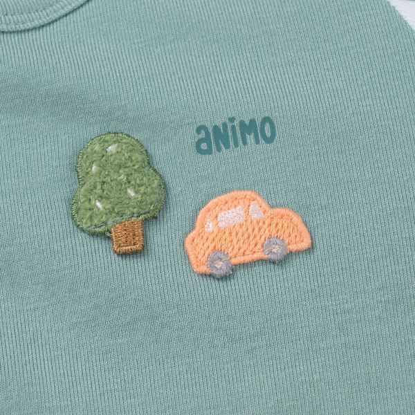 Set 2 Bodysuit kháng khuẩn Modal đùi Animo VD0725009 (0-3M,Lá-trắng,DD06)