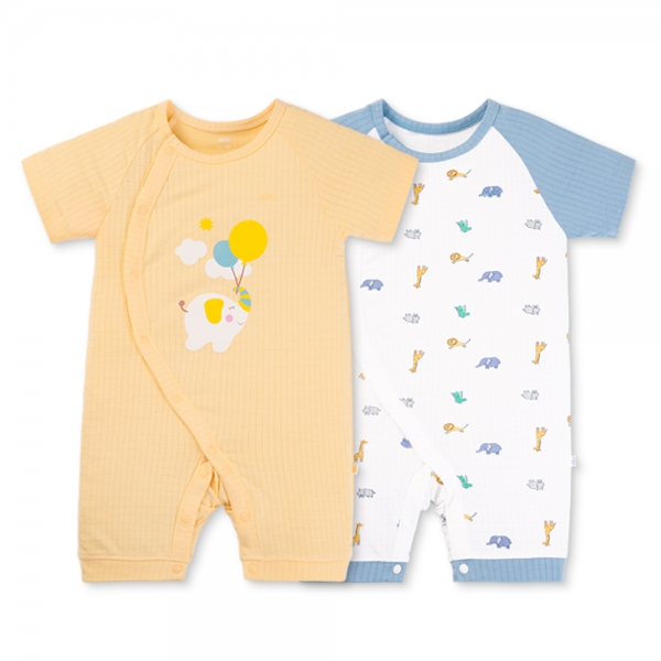 Set 2 bodysuit rayon chống muỗi đùi Animo VD0825028 (0-12M,Vàng-xanh,TT06)