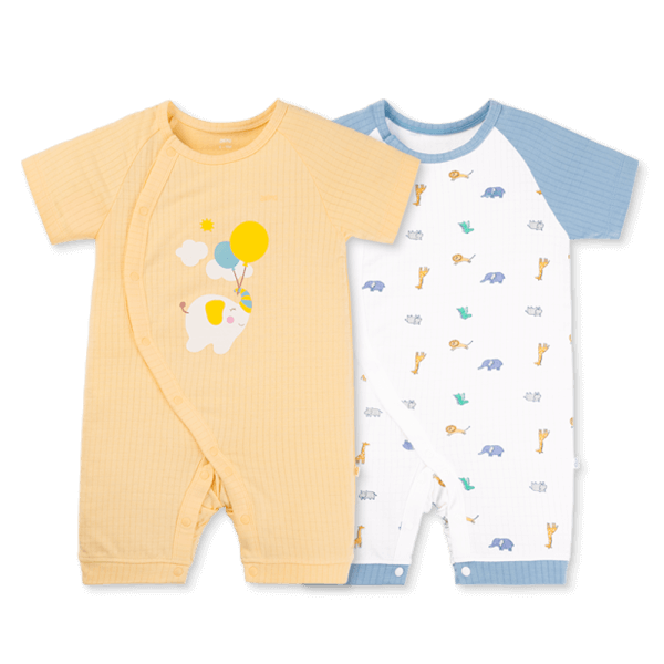 Set 2 bodysuit rayon chống muỗi đùi Animo VD0825028 (0-12M,Vàng-xanh,TT06)