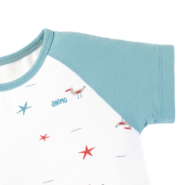 Set 2 Bodysuit kháng khuẩn Modal đùi Animo BMC0525030 (0-12M,Dương-trắng,DD06)