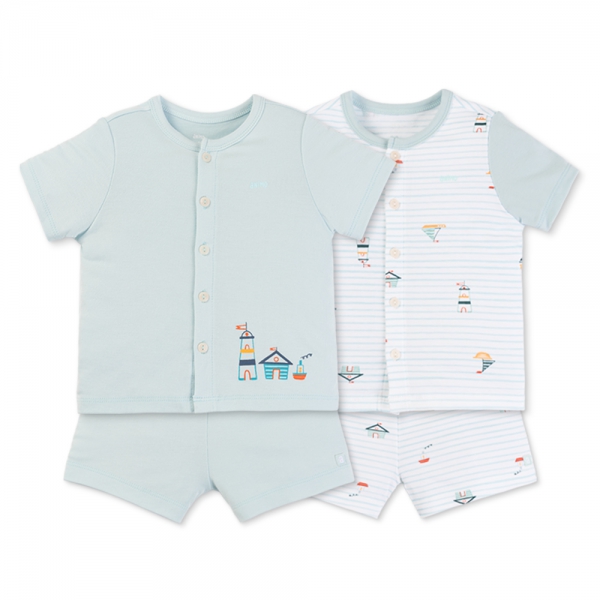 Set 2 Bộ kháng khuẩn Modal ngắn Animo VD0725004 (0-3M,Lá-trắng,NN06)