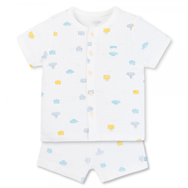 Set 2 bộ rayon chống muỗi ngắn Animo VD0825024 (0-24M,Xanh -trắng,TT06)