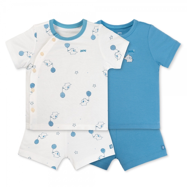 Set 2 Bộ kháng khuẩn Modal ngắn Animo VD0725003 (0-3M,Biển-trắng,DD05)