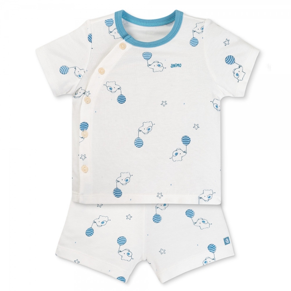 Set 2 Bộ kháng khuẩn Modal ngắn Animo VD0725003 (0-3M,Biển-trắng,DD05)