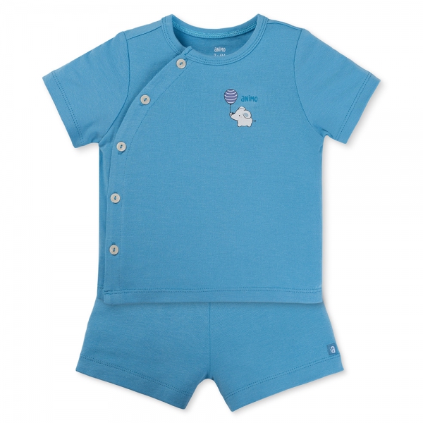 Set 2 Bộ kháng khuẩn Modal ngắn Animo VD0725003 (0-3M,Biển-trắng,DD05)