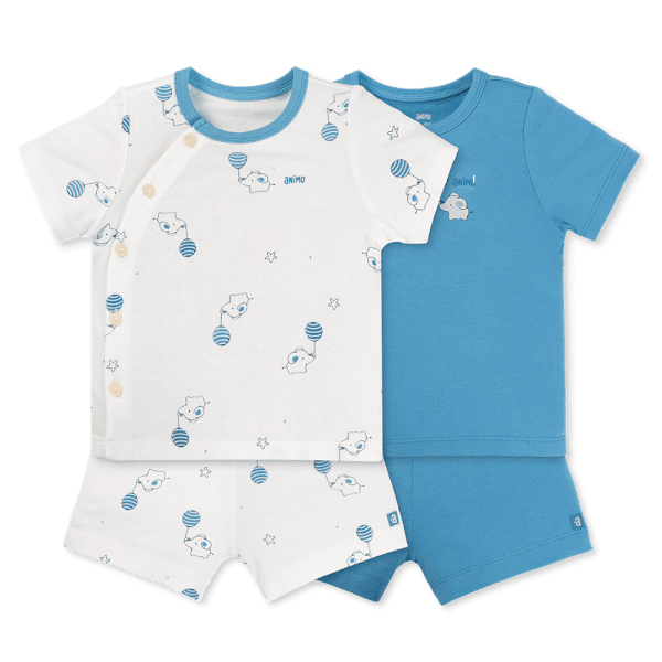 Set 2 Bộ kháng khuẩn Modal ngắn Animo VD0725003 (0-3M,Biển-trắng,DD05)