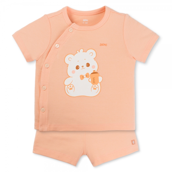 Set 2 Bộ kháng khuẩn Modal ngắn Animo VD0725001 (0-3M,Cam-trắng,TT06)