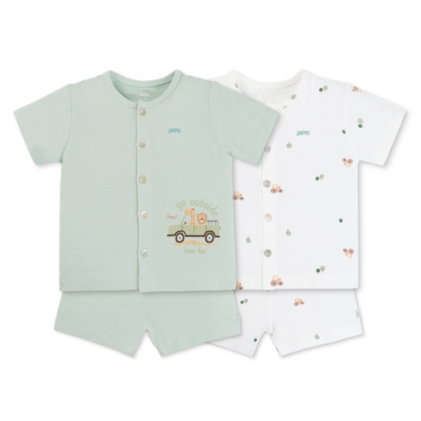 Set 2 Bộ kháng khuẩn Modal ngắn Animo BMC0625001 (0-24M,Lá-trắng,DD06)