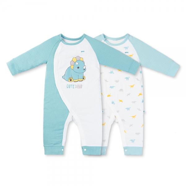 Set 2 bodysuit rayon chống muỗi dài Animo VD0825029 (0-12M,Lá-xanh,TT06)