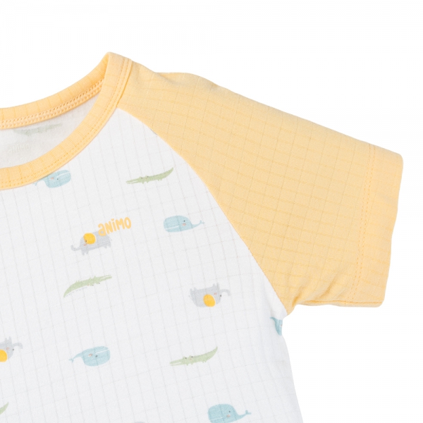 Set 2 bodysuit rayon chống muỗi đùi Animo VD0825027 (0-12M,Vàng-xanh,TT06)