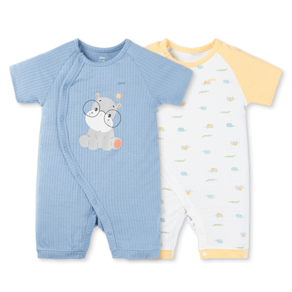 Set 2 bodysuit rayon chống muỗi đùi Animo VD0825027 (0-12M,Vàng-xanh,TT06)