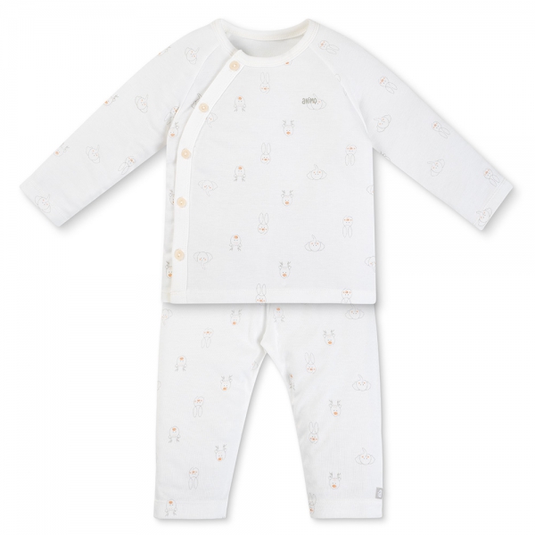 Bộ modal kháng khuẩn dài Animo HR VD0825081 (0-6M,Xám-trắng,NN06)