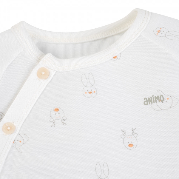 Bộ modal kháng khuẩn dài Animo HR VD0825081 (0-6M,Xám-trắng,NN06)