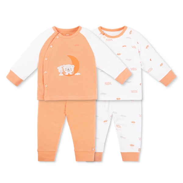 Set 2 Bộ kháng khuẩn Modal dài Animo VD0725007 (0-3M,Cam-trắng,TT06)