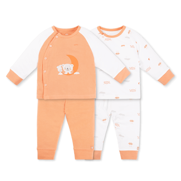 Set 2 Bộ kháng khuẩn Modal dài Animo VD0725007 (0-3M,Cam-trắng,TT06)