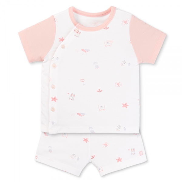 Set 2 Bộ kháng khuẩn Modal ngắn Animo VD0725002 (0-3M,Hồng-trắng,NN05)