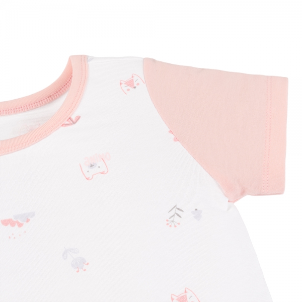 Set 2 Bộ kháng khuẩn Modal ngắn Animo VD0725002 (0-3M,Hồng-trắng,NN05)