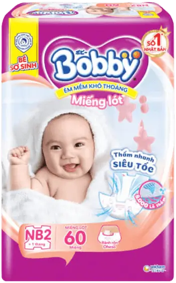 Miếng lót Bobby size Newborn 2 60 miếng (4-7kg)