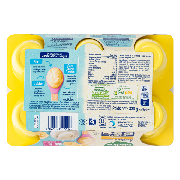 Sữa chua Bledina vị chuối, 6M. (55gx6 hộp)