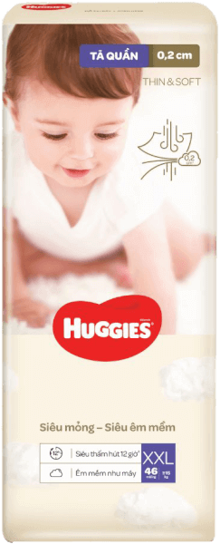 Tã quần Huggies Thin & Soft  (XXL, >15kg, 46 miếng)