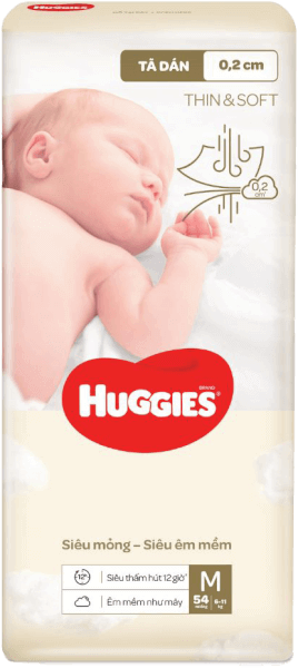 Tã dán Huggies Thin & Soft  (M, 6-11kg, 54 miếng)