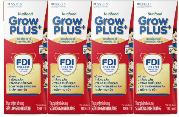 Sữa GrowPLUS+ Hộp 180ml (lốc 4 hộp) (Giao bao bì ngẫu nhiên)