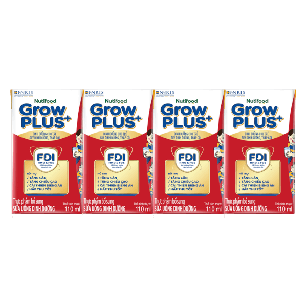 Sữa GrowPLUS+ Hộp 110ml (lốc 4 hộp) (Giao bao bì ngẫu nhiên)