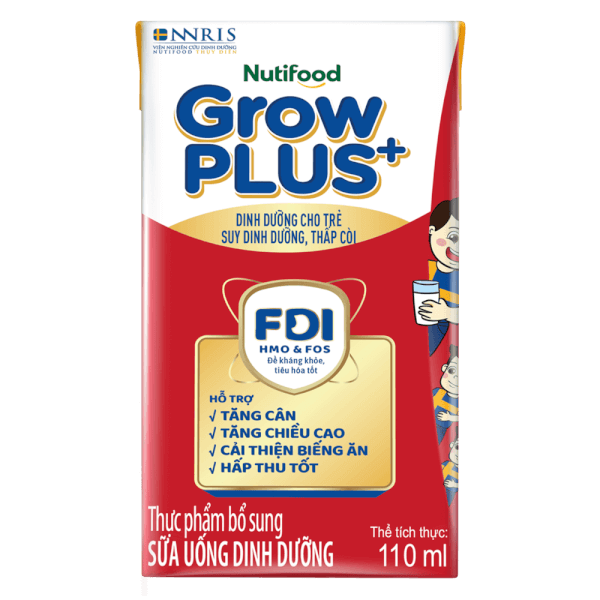 Sữa GrowPLUS+ Hộp 110ml (lốc 4 hộp) (Giao bao bì ngẫu nhiên)