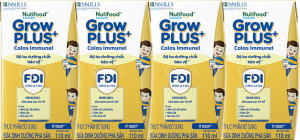 Thực phẩm bổ sung sữa dinh dưỡng pha sẵn GrowPLUS+ Colos Immunel, 4x110ml (trên 1 tuổi)