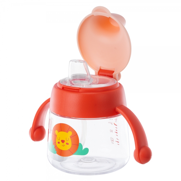 Bình tập uống núm silicone Animo (đỏ, 180ml, RK-B1042A)