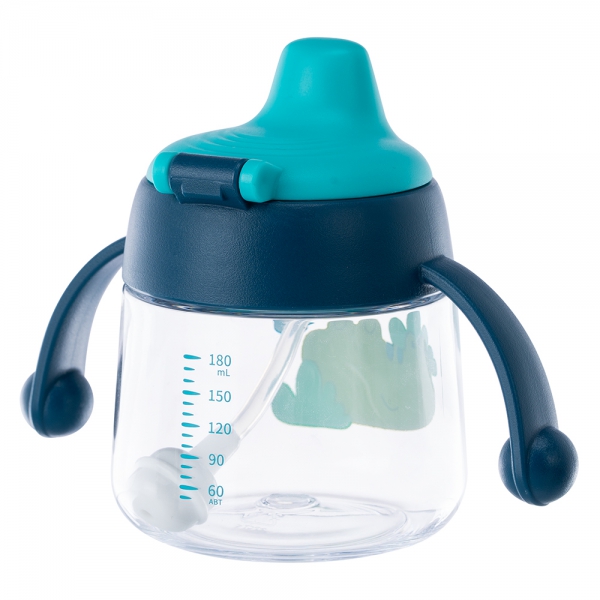 Bình tập uống núm silicone Animo (xanh, 180ml, RK-B1042A)