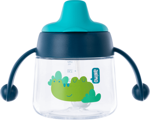 Bình tập uống núm silicone Animo (xanh, 180ml, RK-B1042A)