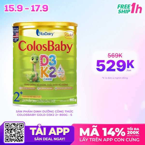 Combo 3 Sản phẩm dinh dưỡng công thức Colosbaby Gold D3K2 2+ 800g - S