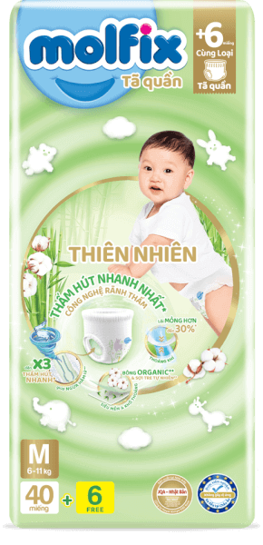 Bỉm tã quần thiên nhiên Molfix Jumbo (M, 40 miếng)