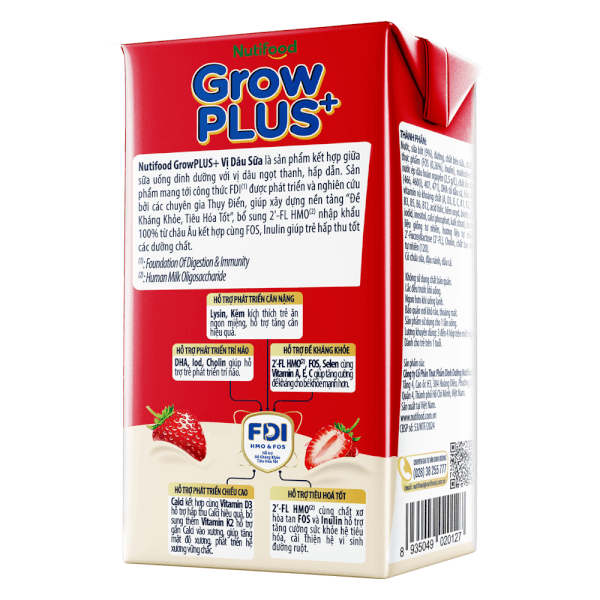 Thùng Sữa bột pha sẵn GrowPLUS+ vị dâu 110ml (lốc 4 hộp) (Trên 1 tuổi)