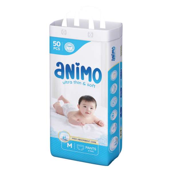 Tã Quần Animo Siêu Mềm Thoáng (M, 50 miếng)
