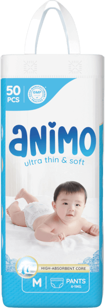 Tã Quần Animo Siêu Mềm Thoáng (M, 50 miếng)