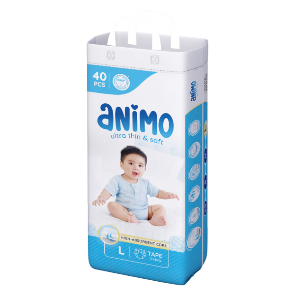 Tã dán Animo Siêu Mềm Thoáng (L, 40 miếng)