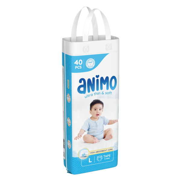 Tã dán Animo Siêu Mềm Thoáng (L, 40 miếng)