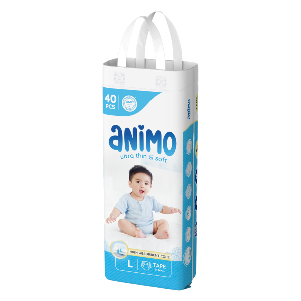 Tã dán Animo Siêu Mềm Thoáng (L, 40 miếng)